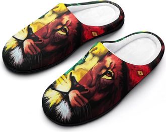 Generic Lion Painting Mens Slippers Memory Foam Winter Warm Sandals Slip On House Shoes Size 7-14