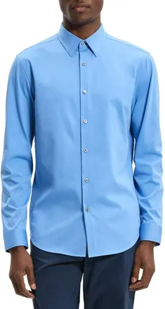 Theory Sylvain ND Structure Knit Button-Up Shirt in Crisp Blue - 2Qk at Nordstrom, Size Xx-Large