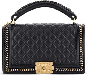 Chanel Chain Handle Boy Flap Bag Quilted Calfskin Old Medium shoulder bag - Zwart