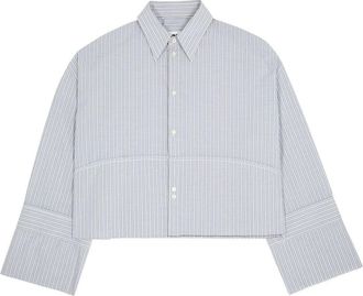 Maison Margiela striped cropped shirt - women - Cotton - 38 - Grey