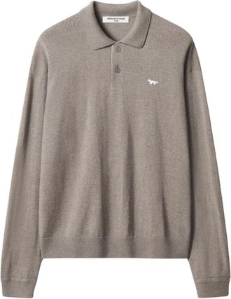 Maison Kitsun&eacute; Hoodies & sweatvesten, Heren, Beige, XL, Katoen, Profile Fox Comfort Polo