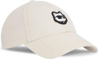 Karl Lagerfeld Ikon Choupette patch cap - women - Cotton/Recycled Cotton - One Size - White