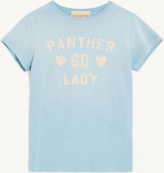 Valentino T-Shirt In Cotone Stampato Donna AZZURRO XL