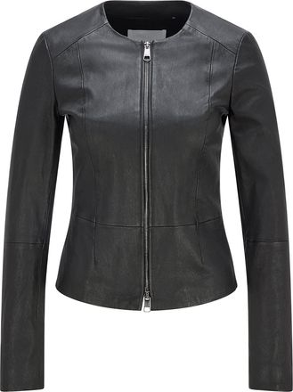 Generic Womens Real Leather Jacket Slim Fit Collarless Short Coat Black Jacket (as8, alpha, xx_l, regular, regular)