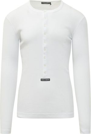 Dolce & Gabbana White Slim Henley T-Shirt