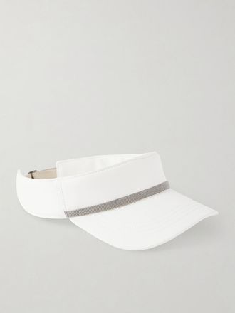Brunello Cucinelli Visiera In Nylon Con Decorazioni - Bianco