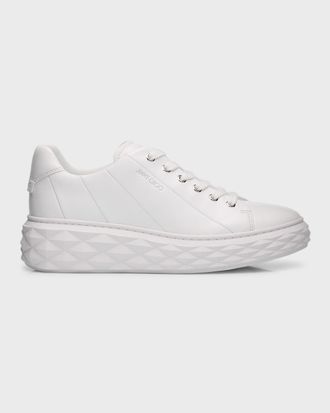Jimmy Choo London Diamond Leather Low-Top Sneakers