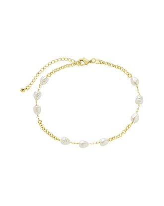 Sterling Forever 14K Gold Allie Stationed Anklet