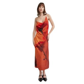Stine Goya Sg 5501 Rechtvallende Jurk - Dames - Maxi kleedjes - Oranje - XS - Polyester - Kleedjes