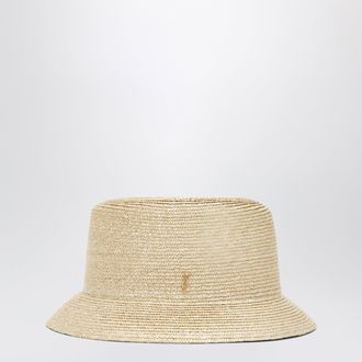Saint Laurent Cappello in paglia con logo Cassandre