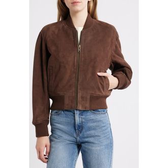 Schott NYC Suede Bomber Jacket in Brown at Nordstrom, Size Xx-Large