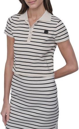 DKNY Cap Sleeve Polo in White/Black at Nordstrom Rack, Size Xx-Small