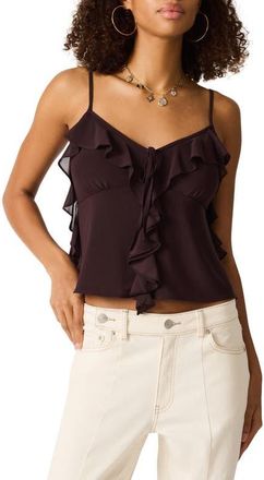 Steve Madden Roue Ruffle Tie Front Camisole in Chocolate at Nordstrom, Size X-Large