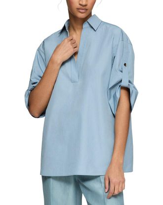 Lafayette 148 New York Tab Sleeve Popover Shirt