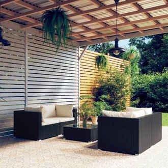 vidaXL 5 Pcs Garden Lounge Set Con Coj&iacute;n De Empuje De Terciopelo