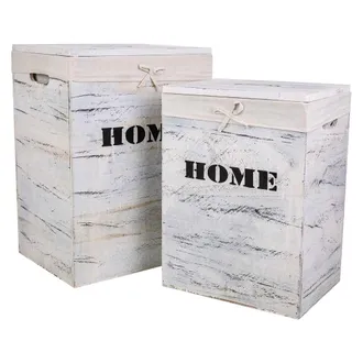 Wanderlust Deco Cestos Ropa De Madera Set 2 Pzas 40x30x54-34x26x47