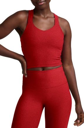 Beyond Yoga Twist Through Crop Tank in Holly Red Heather at Nordstrom, Size X-Large