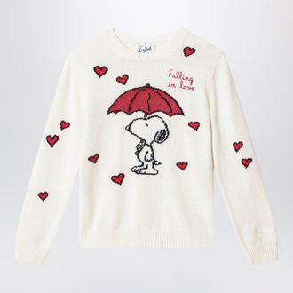 MC2 Saint Barth Maglione con intarsio Snoopy bianco in misto lana