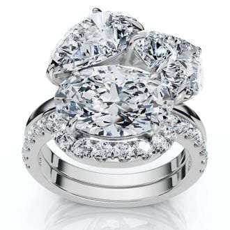 Pompeii3 6 1/3Ct Abstract Diamond Ring Set 14k Gold Lab Grown FG/VS