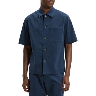 Theory Short Sleeve Button-Up Shirt in Nocturne Navy at Nordstrom, Size Xx-Large