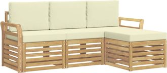 vidaXL Conjunto De Sof&aacute;s De Exterior 4 Uds. Blanco Y Crema Poli&eacute;ster Vidaxl