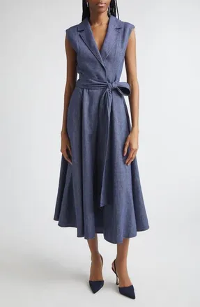 Carolina Herrera Sleeveless Midi Trench Dress in Dark Blue at Nordstrom, Size 12