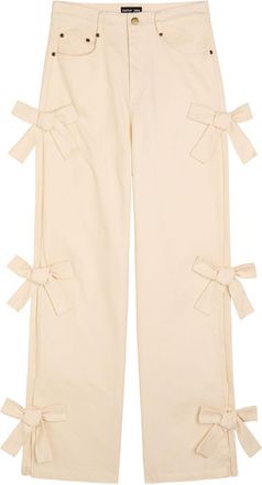 Sister Jane Bay Bow-appliquéd Straight-leg Jeans - White - 12 (UK12 / M)