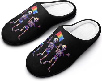 Generic Skeletons Gay Lesbian LGBT Womens Slippers Warm House Slippers Indoor House Shoes with Anti-Skid Rubber Sole