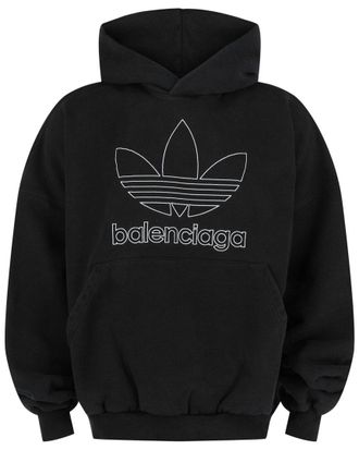 Balenciaga X Adidas Oversized Embroidered Logo Hoodie