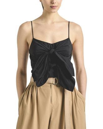 Derek Lam Shira Poplin Double Tie Front Top