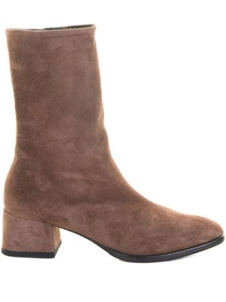 Lorenzo Masiero Stivaletti in pelle scamosciata con tacco largo - MOUSSE