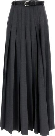 Self Portrait Geplooide Maxi Rok - Dames - Maxi Rokken - Grijs - 2XS - Wol - Rokken