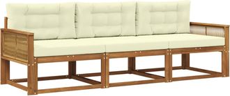 vidaXL Conjunto De Sof&aacute;s De Exterior 3 Uds. Natural Y Crema Vidaxl