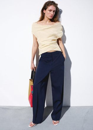 Mango Pantaloni dritti da abito a vita bassa blu - Donna - 38 - MANGO