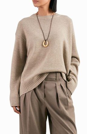 Reiss Ella Wool & Cashmere Sweater in Stone at Nordstrom, Size Large