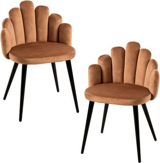 Regalos Miguel Regalos Miguel - Packs Sillas Comedor - Pack 2 Sillas Hand Terciopelo Patas Negras - Marr&oacute;n