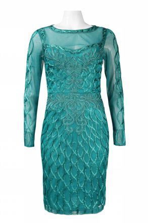 Sue Wong Embroidered Open-Back Dress In Peacock