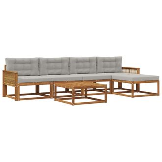 vidaXL Conjunto De Sof&aacute;s De Exterior 6 Pcs Natural Y Gris Claro Vidaxl