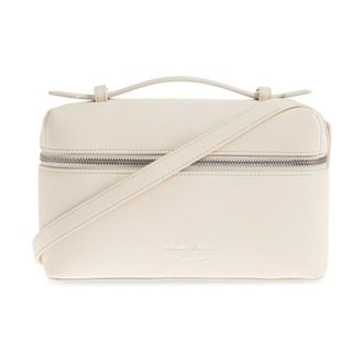 Emporio Armani Handbags, female, Beige, Size: ONE SIZE Nappa Leather Vanity Case