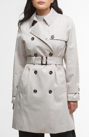 Barbour Great Belted Water Resistant Twill Trench Coat in Mist/hessian Tartan at Nordstrom Rack, Size 14 Us / 18 Uk