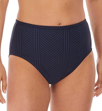 Fantasie Womens Long Island High Waist Bikini Brief Bottoms, Ink, Small