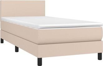 vidaXL Cama Box Spring Con Colch&oacute;n Cuero Sint&eacute;tico Capuchino 80x200 Cm Vidaxl