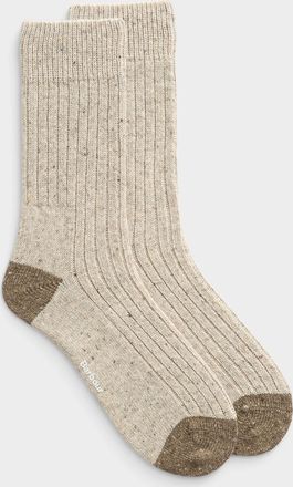 Barbour Mens Two-tone flecked ribbed wool socks