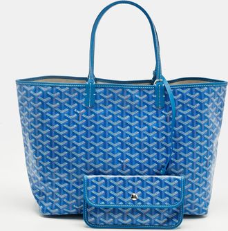 Goyard Blue Goyardine Coated Canvas And Leather Saint Louis Pm Tote