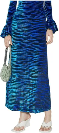 Paco Rabanne Velvet Zebra Print Skirt - female - Rabanne - Maxi Skirts - Blue - 2XS - Skirts