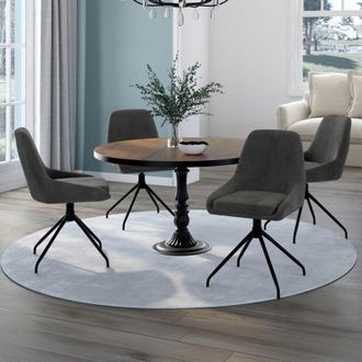 IDMarket Lote De 4 Sillones Giratorios De Terciopelo Gris Oscuro Thalya Con Reposabrazos