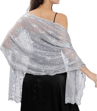 Generic Elegant Womens Sequined Moon Pattern Evening Shawl Wrap for Formal Dresses and Pashmina Christmas Gifts Pashminas For Women Leopard Print Gift Her