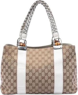 Gucci Pre-owned Handbags, female, Beige, Size: ONE SIZE Pre-owned Fabric totes