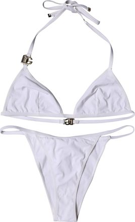 Dolce & Gabbana White Logo Swimsuit 2 Piece Top Bottom Womens Swimwear