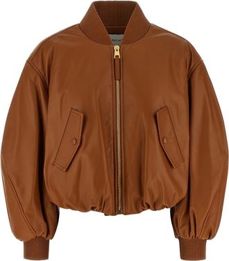 Givenchy Cropped Cocoon Bomber - Dames - Bomber jackets - Bruin - XS - Leer - Jassen